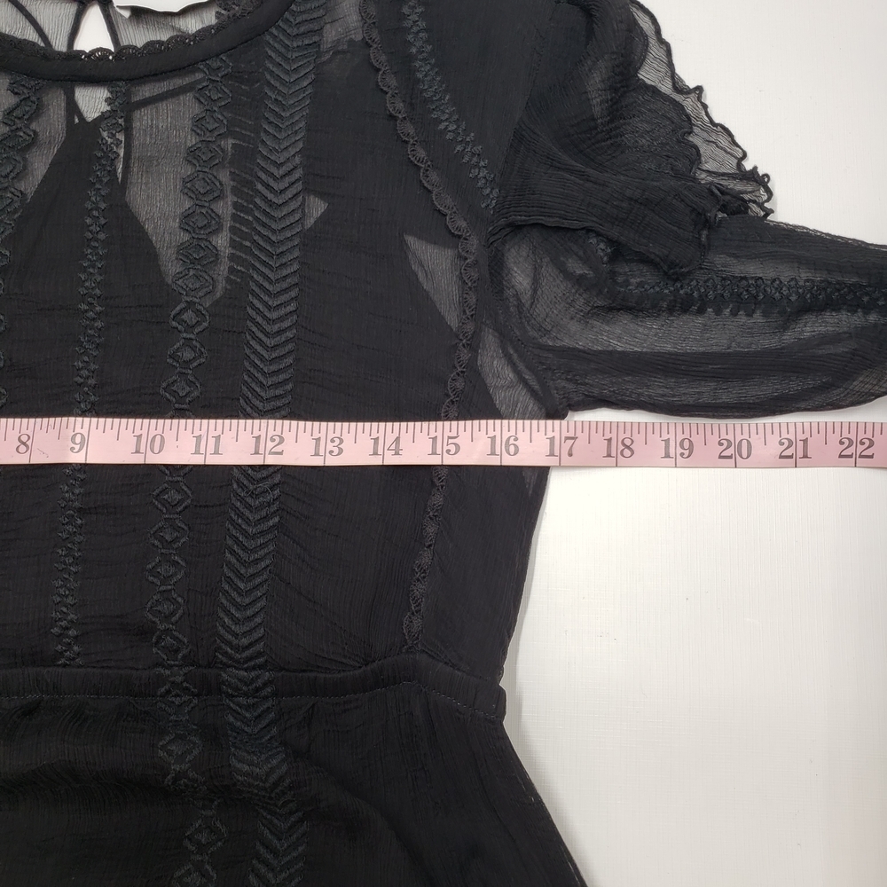 IRO Women's Black Sheer Western Boho Dress Long Sleeves Size 6 - Picture 11 of 16